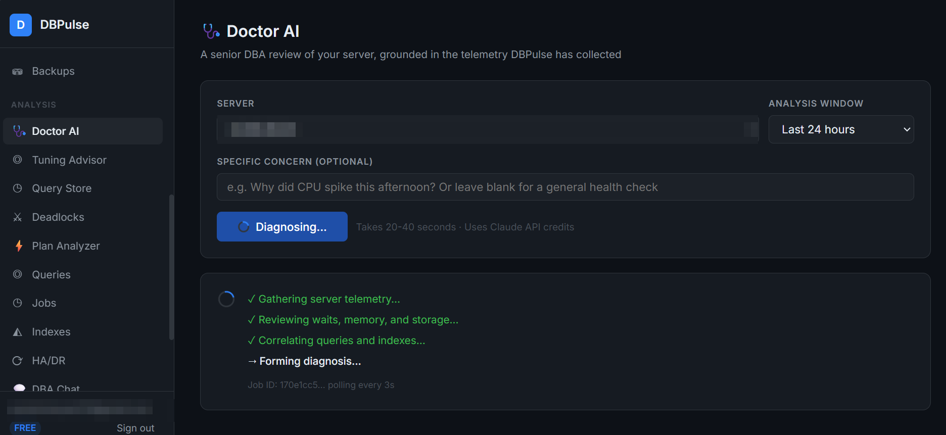 Doctor AI while a diagnosis is running